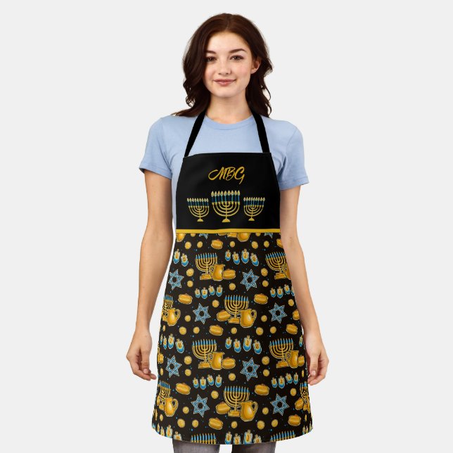 Tablier Hanoukka Minorah Apron sophistiqué (Porté)