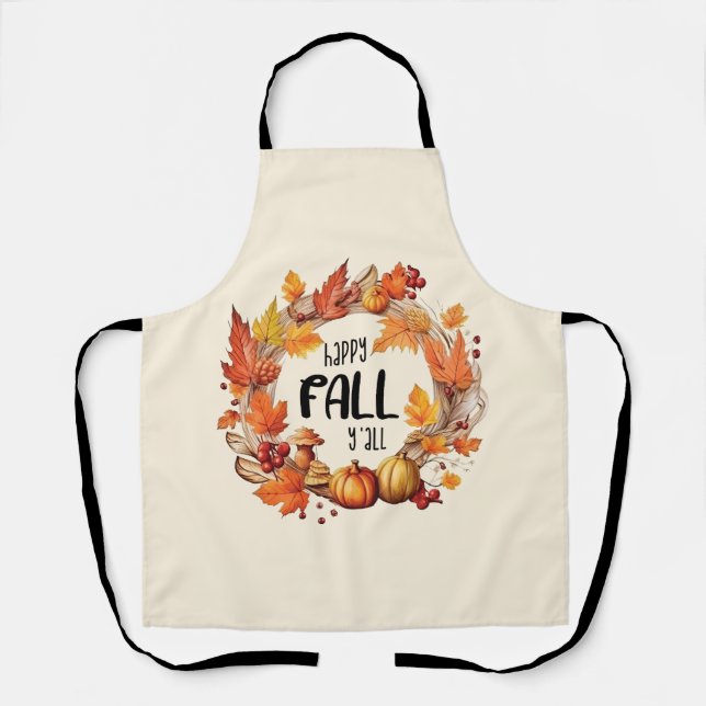 Tablier Happy Fall Y'all - Citrouille & Autumn Leaves Wrea (Recto)