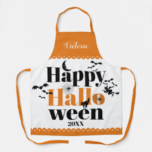 Tablier Happy Halloween typographie avec éléments vintages