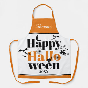 Tablier Happy Halloween typographie et éléments vintages