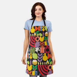 Tablier Happy Hanoukka Modern Menorah Latkes & Stars