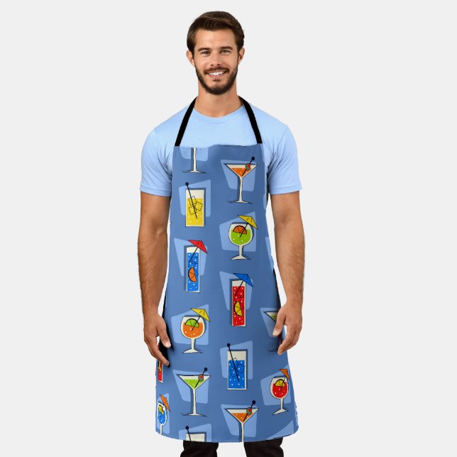 Tablier Happy Hour Retro Hawaiian Tropical Dracks - Blue (Porté)