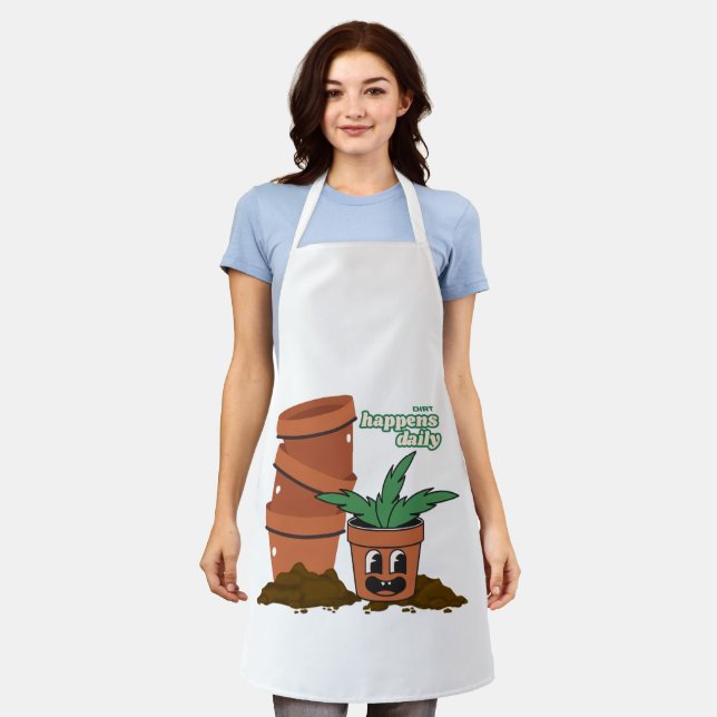 Tablier Happy Pot & Soil Garden Humor Dirt Happens Pun (Porté)