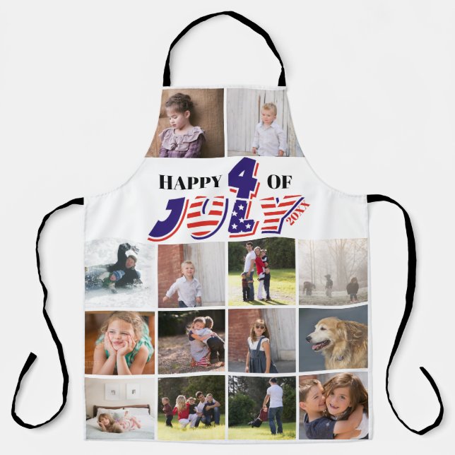 Tablier Happy Quart Juillet photo collage Apron (Recto)