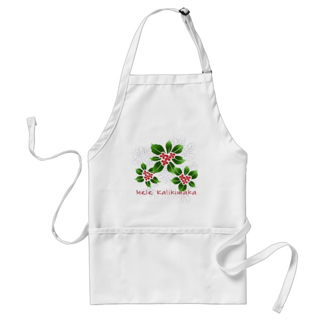 Tablier Hawaiian Holly Mele Kalikimaka Rouge de Noël (Devant)