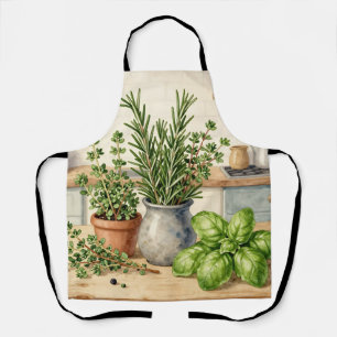 Tablier Herbes fraîches de cuisine aquarelle 