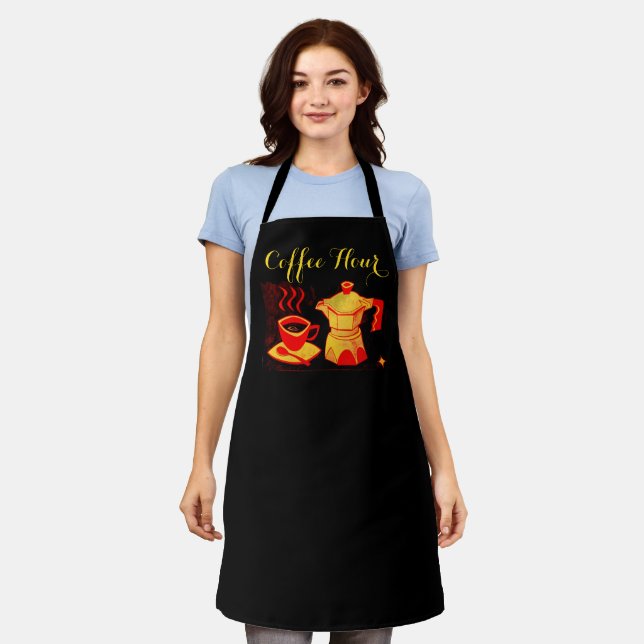 Tablier HEURE DE CAFÉ /Coupe Et Café Jaune Rouge (Porté)