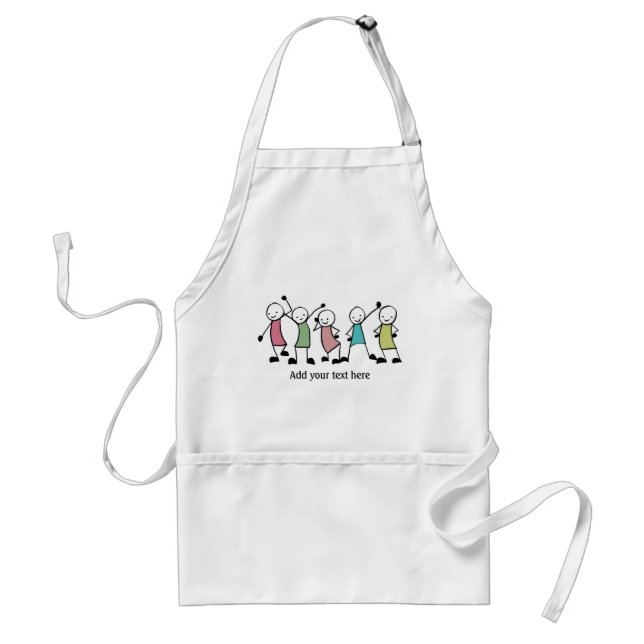 Tablier Heureux amis Personnages en allumettes personnalis (Devant)