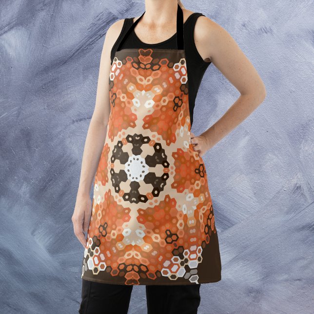 Tablier Hex Mandala Orange Blanc et Brown (Créateur téléchargé)