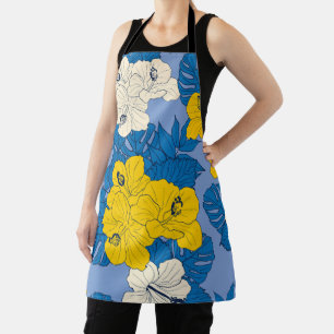 Tablier Hibiscus fleurs et feuilles