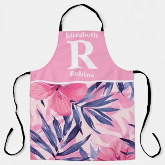 Tablier Hibiscus rose tropical personnalisé