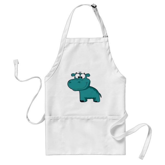 Tablier Hippopotame heureux bleu (Devant)