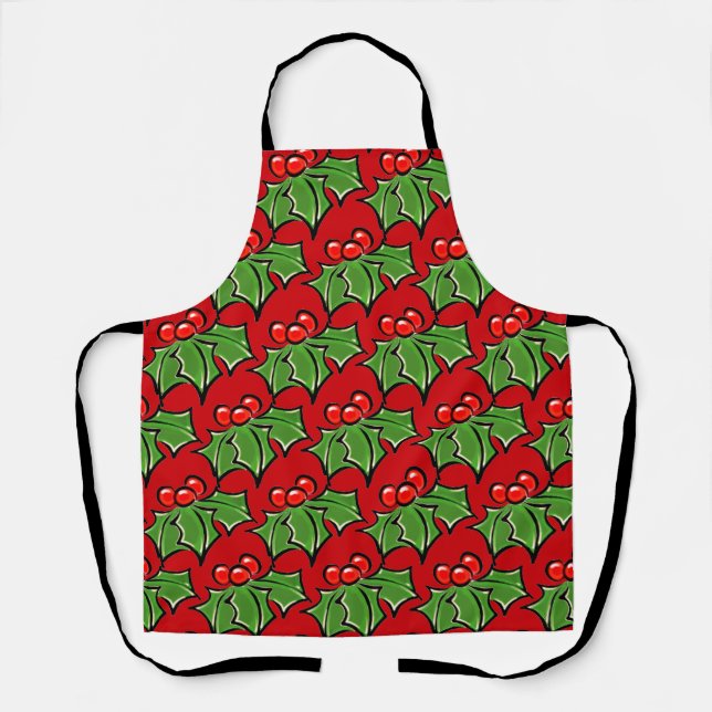 Tablier Holly Feuilles Holly baies de vacances plaisir bot (Recto)
