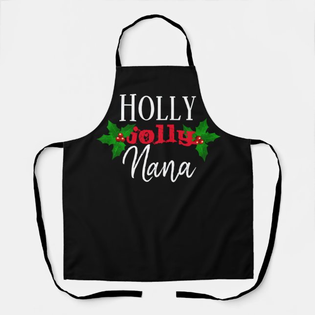Tablier Holly Jolly Nana Noël Black Red White Festive (Recto)