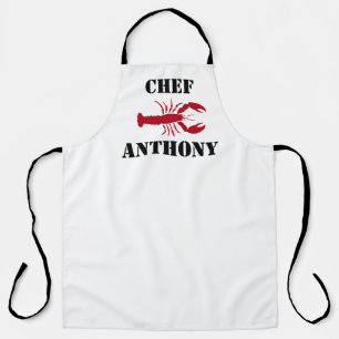 Tablier Homard rouge personnalisé Hommes Chef blanc