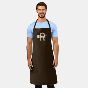 Tablier Hommes brun moderne monogramme nom apron