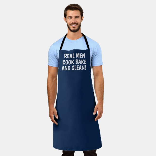 Tablier Hommes Elegant Marine Bleu Moderne Simple Papa Che (Porté)