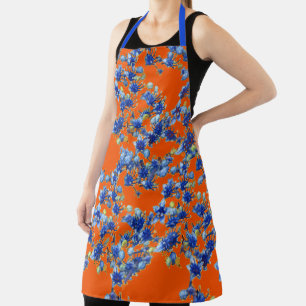 Tablier Hortensia Orange et Bleu