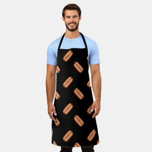 Tablier Hot Dog Motif Fast Food sur un Arrière - plan noir