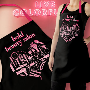 Tablier Hot rose Parties scintillant Beauté Salon Coeur C