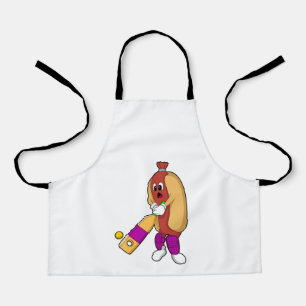 Tablier Hotdog au cricket avec batte de cricket