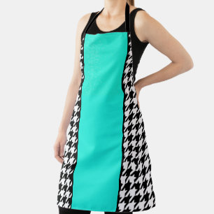 Tablier Houndstooth, turquoise, noir et blanc à damiers