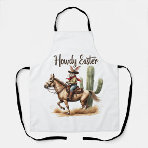 Tablier Howdy Bunny de Pâques chevauchant un Cheval Cowboy