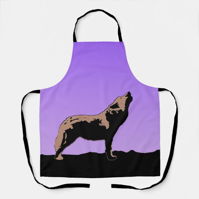 Tablier Howling Wolf at Sunset - Art faunique original (Recto)