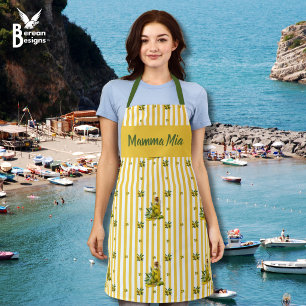 Tablier Huile d'olive personnalisée avec rayure jaune médi