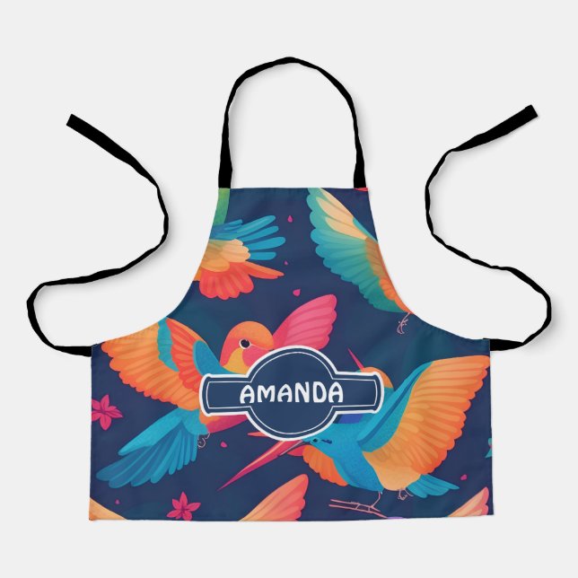 Tablier Hummingbird Pastel Colorful Motif personnalisé (Recto)
