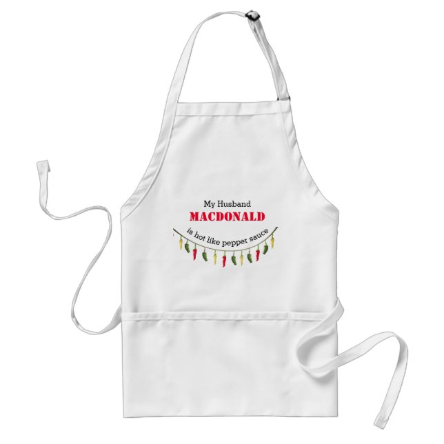 Tablier Humour MARI CHAUD COMME PEPPER SAUCE Personnalisé (Devant)