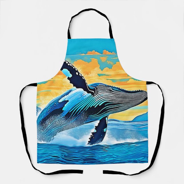 Tablier Humpback Whale Ocean Freedom Jump Design (Recto)