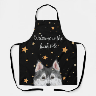 Tablier Husky Apron Bienvenue à l'écorce côté chien drôle