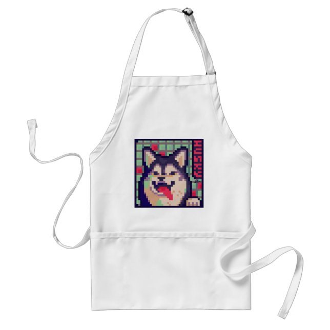 Tablier Husky Pixelart, Pixel Art (Devant)