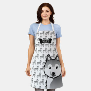 Tablier Husky Sibérien Argenté Chien de Dessin Animé Migno