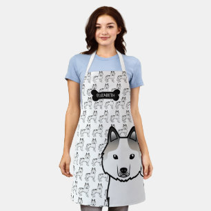 Tablier Husky Sibérien Pie Gris Dessin Animé Chien & Nom