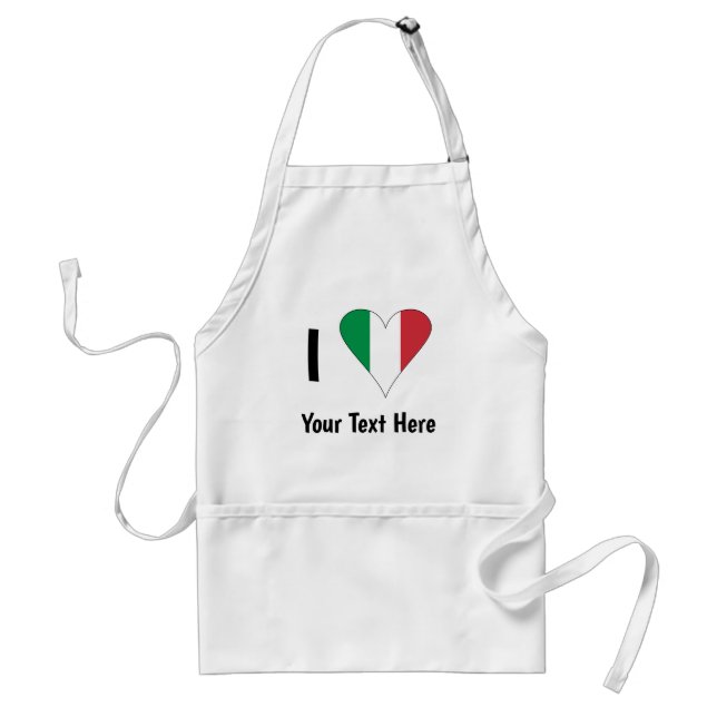 Tablier I (Drapeau Italien Amour du Coeur) Votre texte (Devant)