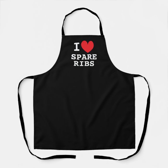 Tablier I heart spare ribs black BBQ apron for chef cook (Recto)