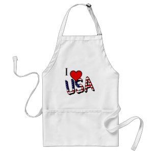Tablier I Heart USA superposé sur le drapeau américain