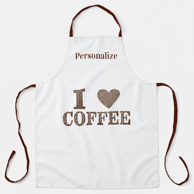 Tablier I Love Coffee Beans Personnalisé (Recto)