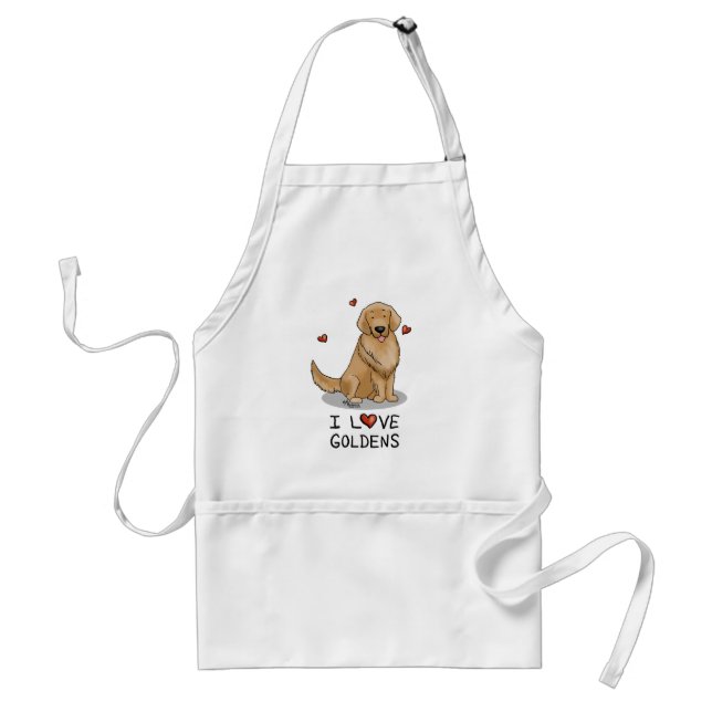 Tablier I Love Goldens - I Love Golden Retrievers (Devant)