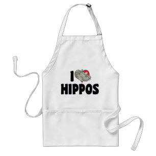 Tablier I Love Heart Hippopotamus - Hippopotamus Lover
