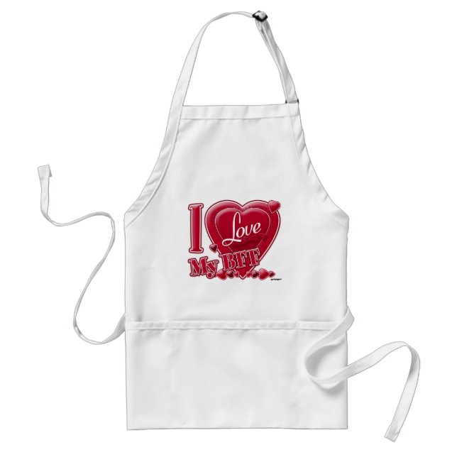 Tablier I Love My BFF rouge - coeur (Devant)