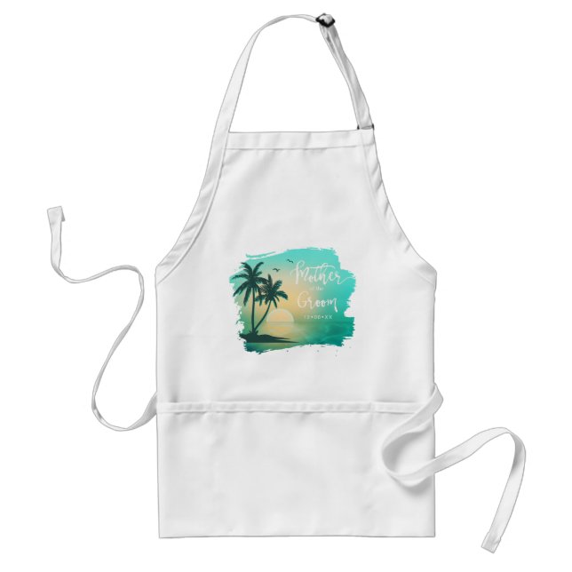 Tablier Ile tropicale Mère de la chambre Turquoise ID581 (Devant)