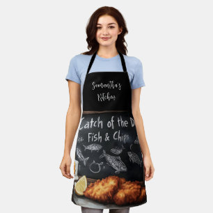 Tablier Illustration classique du poisson et des chips et 