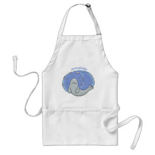 Tablier Illustration de dessin animé bleu de phoque et de