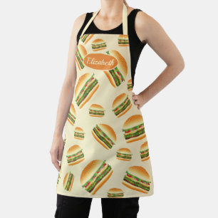 Tablier Illustration de dessin animé de hamburger avec mot