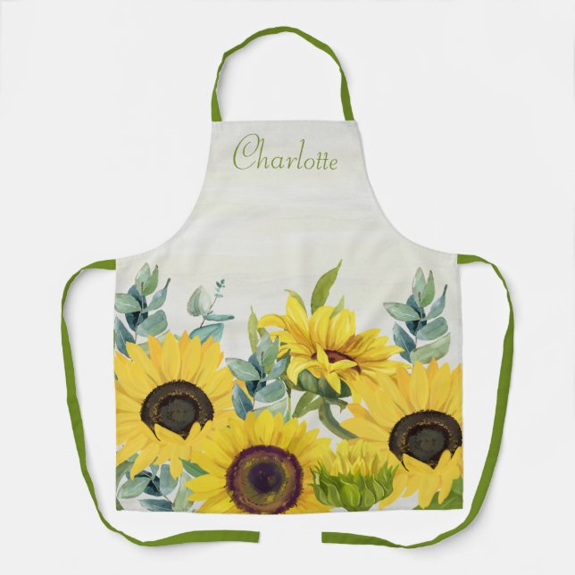 Tablier Illustration de l'aquarelle de tournesol personnal (Recto)