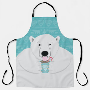Tablier Illustration de l'ours polaire qui sirote le cacao