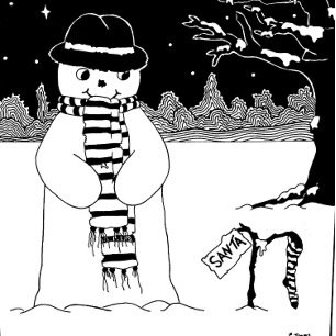 Tablier Illustration de Noël noir et blanc de bonhomme de